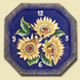 le ceramiche di Angela Occhipinti - orologio con girasoli in blue